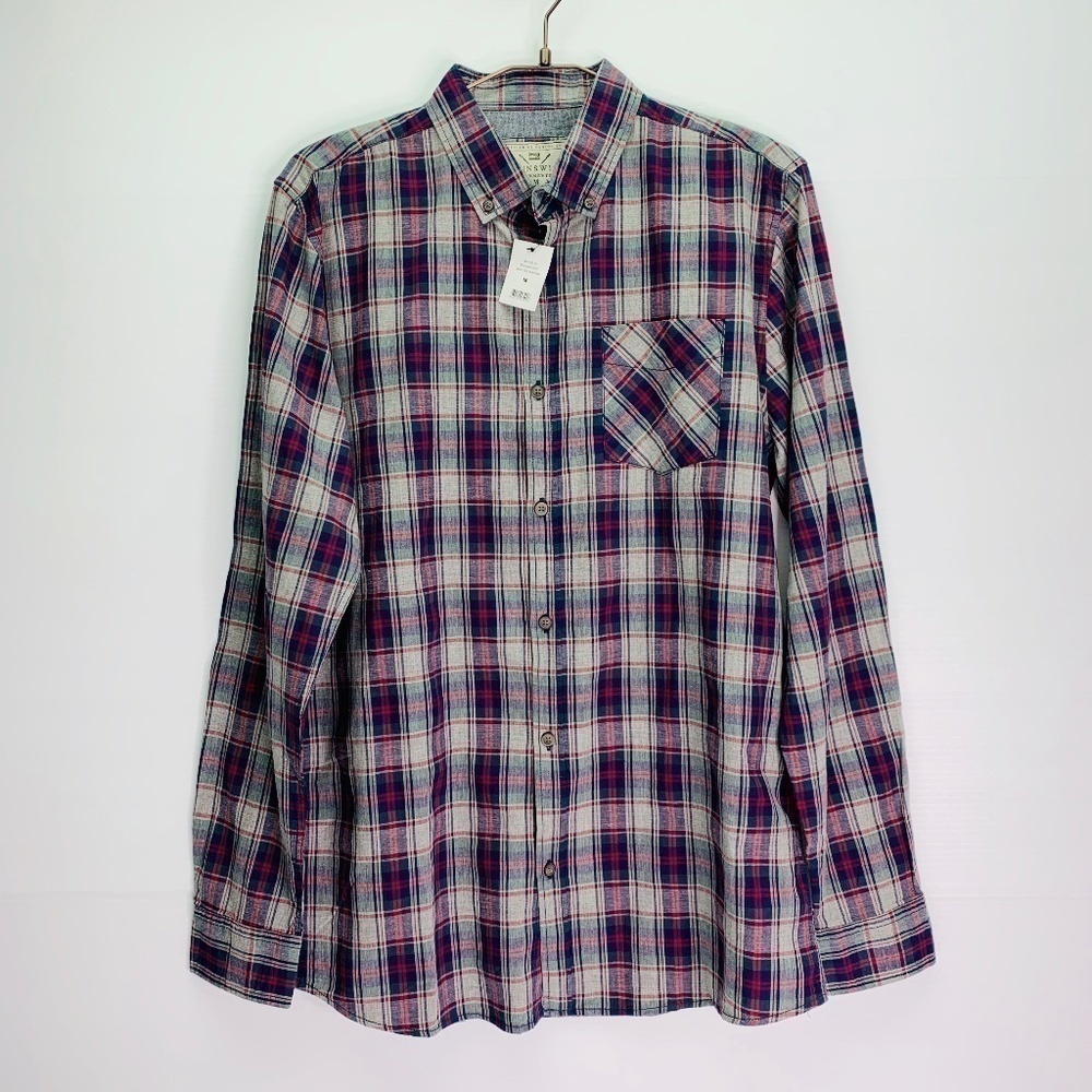 Brunswick Garments Shirt Mens Medium Button Down Plaid Cotton Long Sleeve